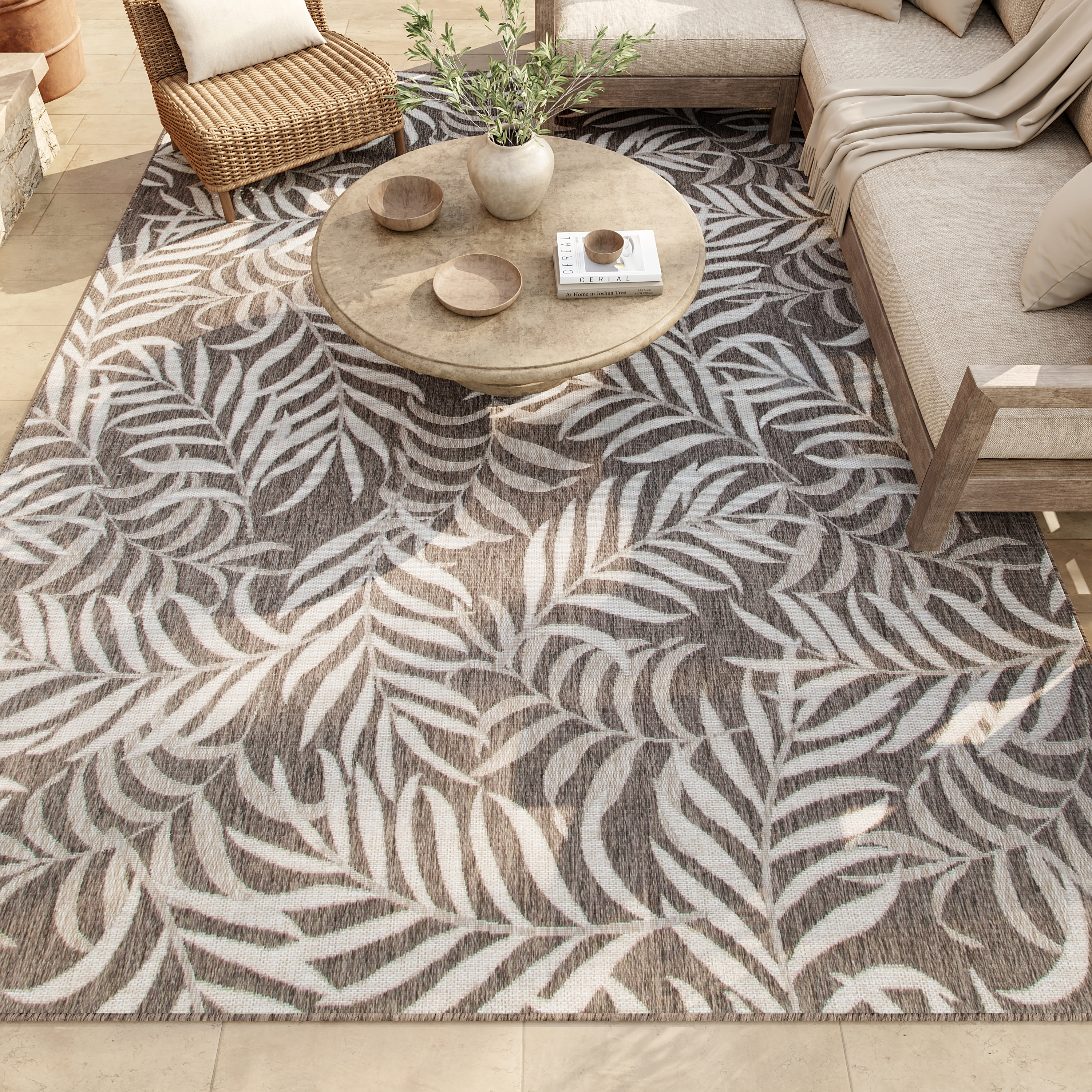 Nourison Garden Oasis 8' x 10' Mocha Tropical Rug