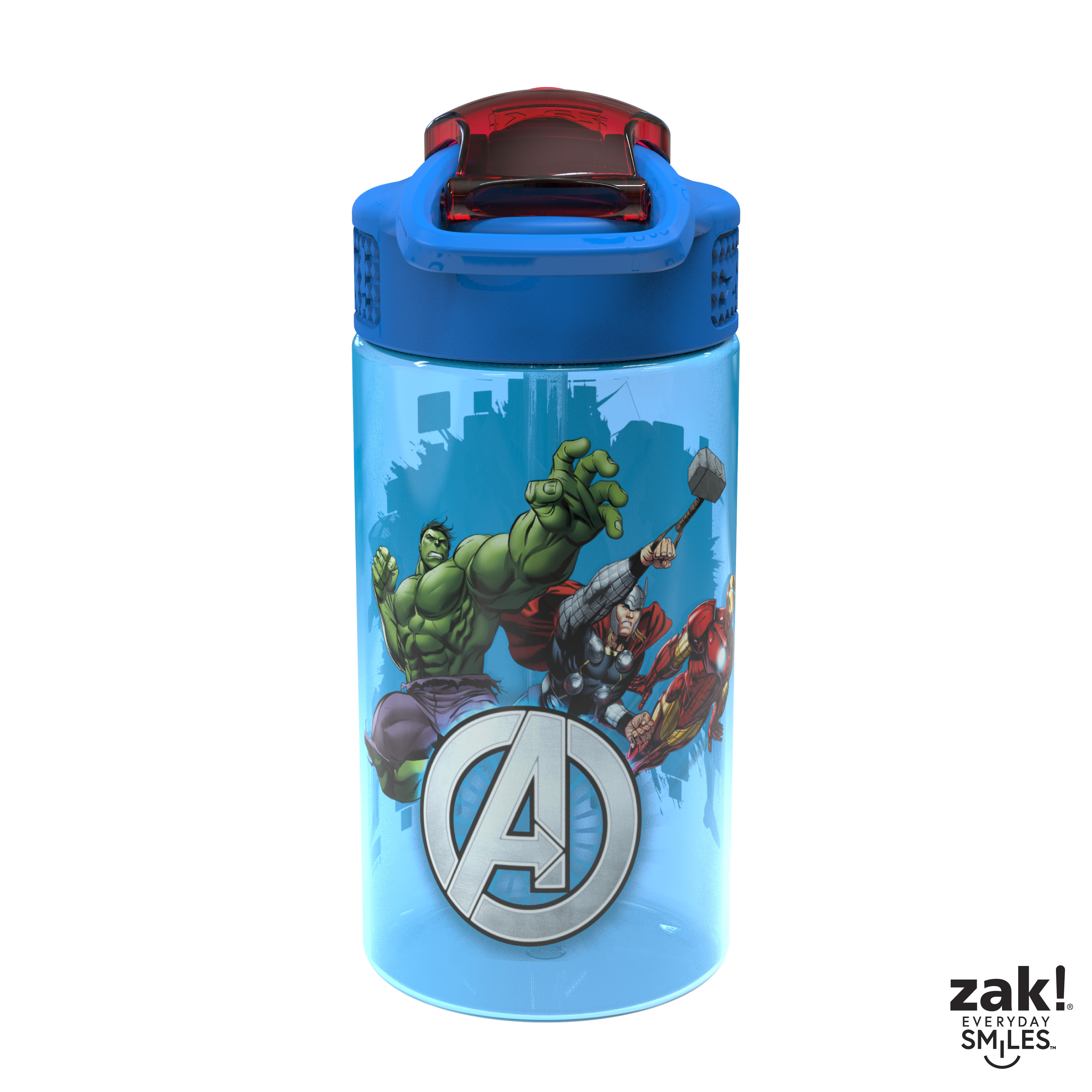Marvel Comics 16 ounce Reusable Plastic Water Bottle with Straw, The Avengers, 2-piece set slideshow image 3