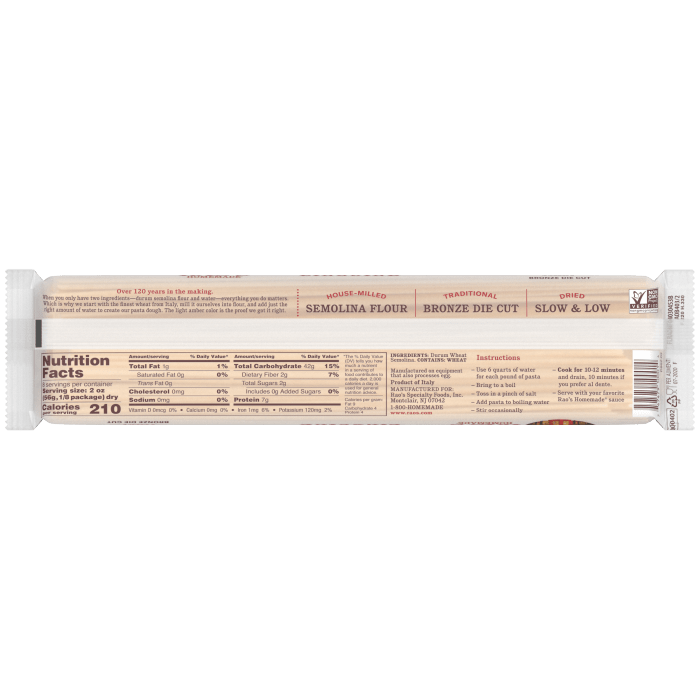 Linguine Pasta, 16 oz - Back Image