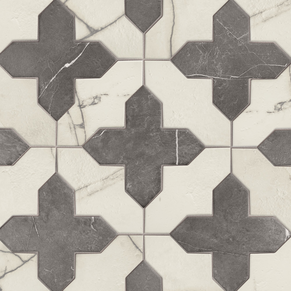 Istanbul Squire Shield Day with Night Cross 6 in. x 8-3/8 in. Porcelain Floor and Wall Tile