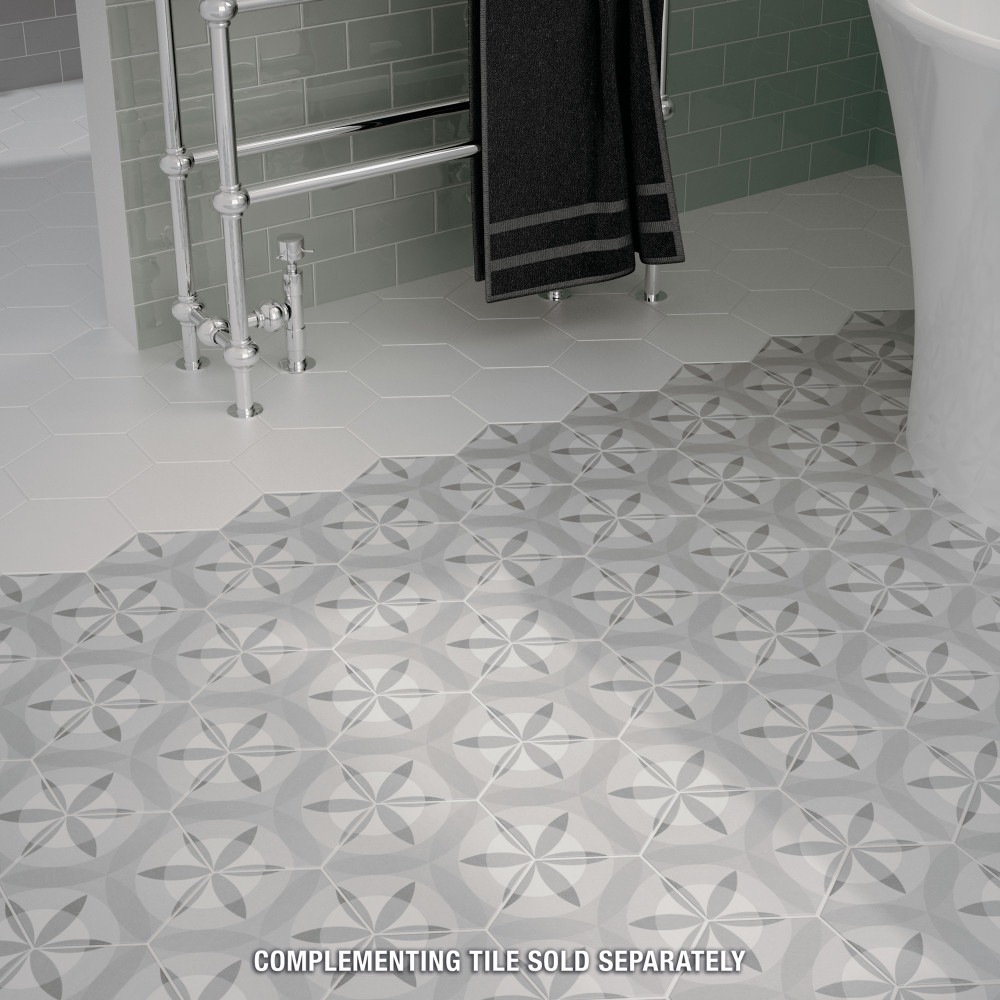 Hexatile Nature Matte Black and White 7 in. x 8 in. Porcelain Floor and Wall Tile