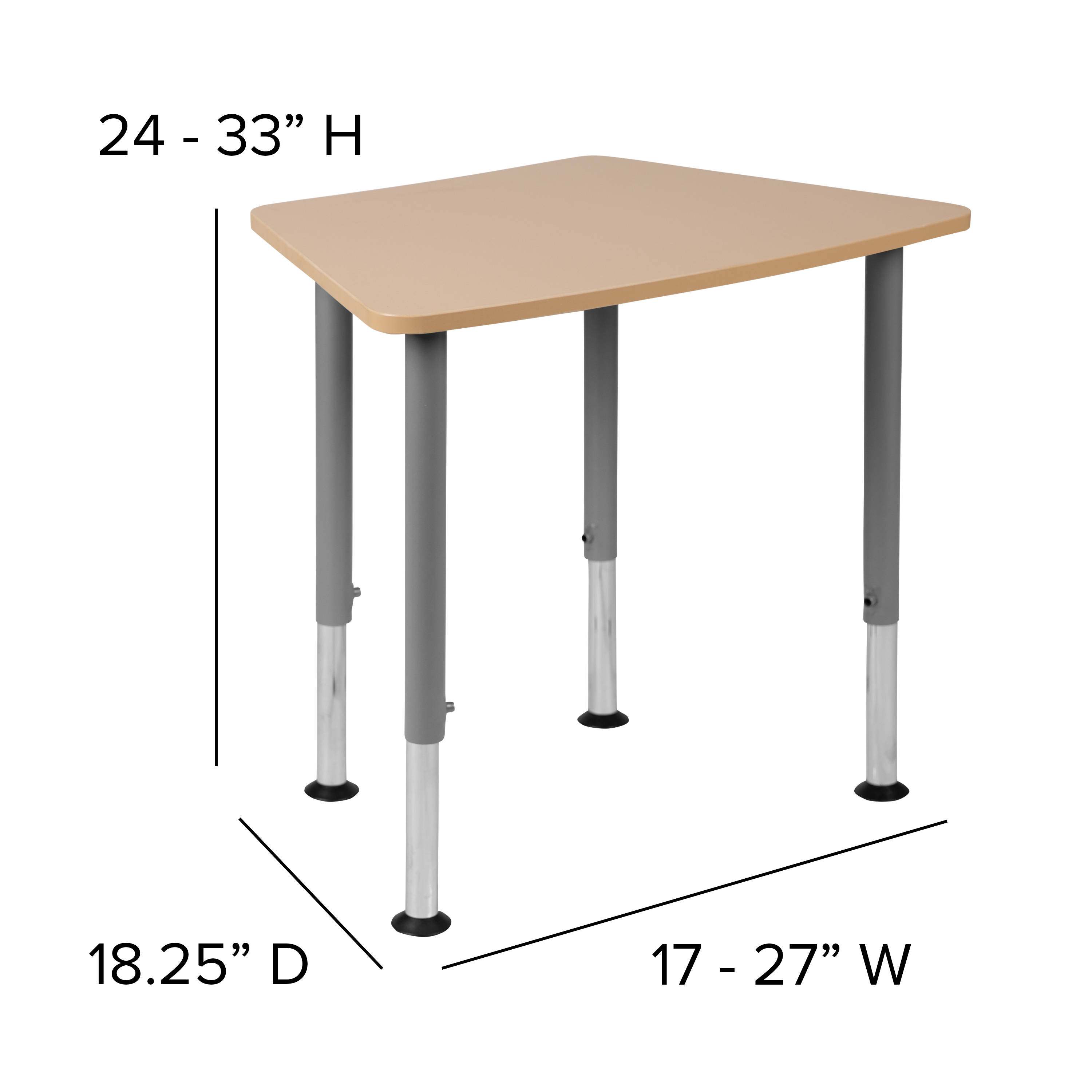 Billie Hex Natural Collaborative Student Desk (Adjustable from 22.3" to 34") ...