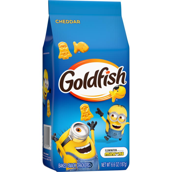 Goldfish® Minions Shaped Cheddar Crackers, 6.6 oz, bag - Left Angle Image