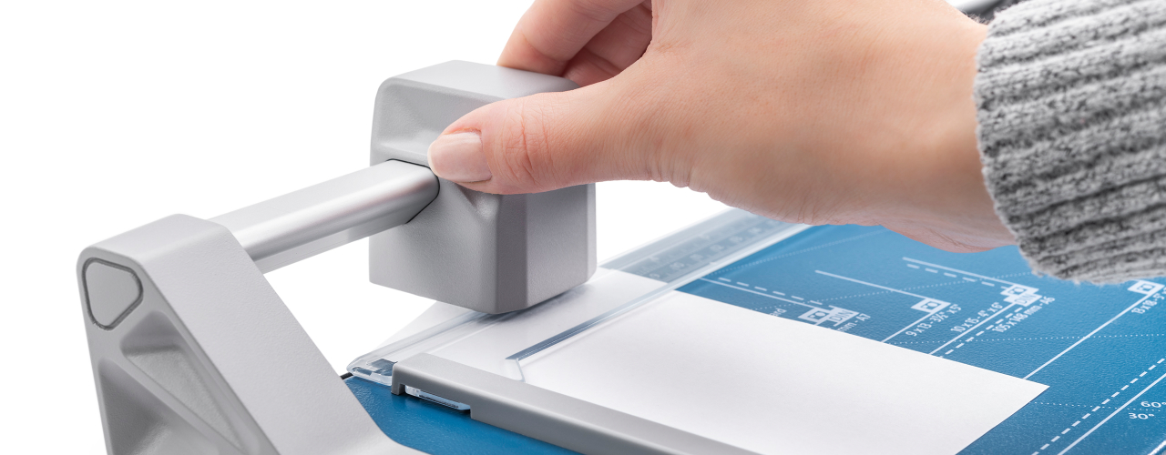 Dahle Personal Rotary Trimmers are self-sharpening, precise, and ideal for trimming paper and photographs.