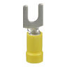 Pan-Term® PV10-10F-L Fork Terminal, Yellow, Vinyl, 10-14 AWG, #10 Stud, PK50