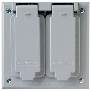 Cast Weatherproof Cover, Screw Mount, Grey, 2-Gang, (2) Decorator or GFCI