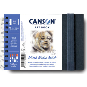 Artist Series Mixed Media Art Book, Fabric Cover, Side Wire Binding, 56 Sheet, 8.3x5.8 inch