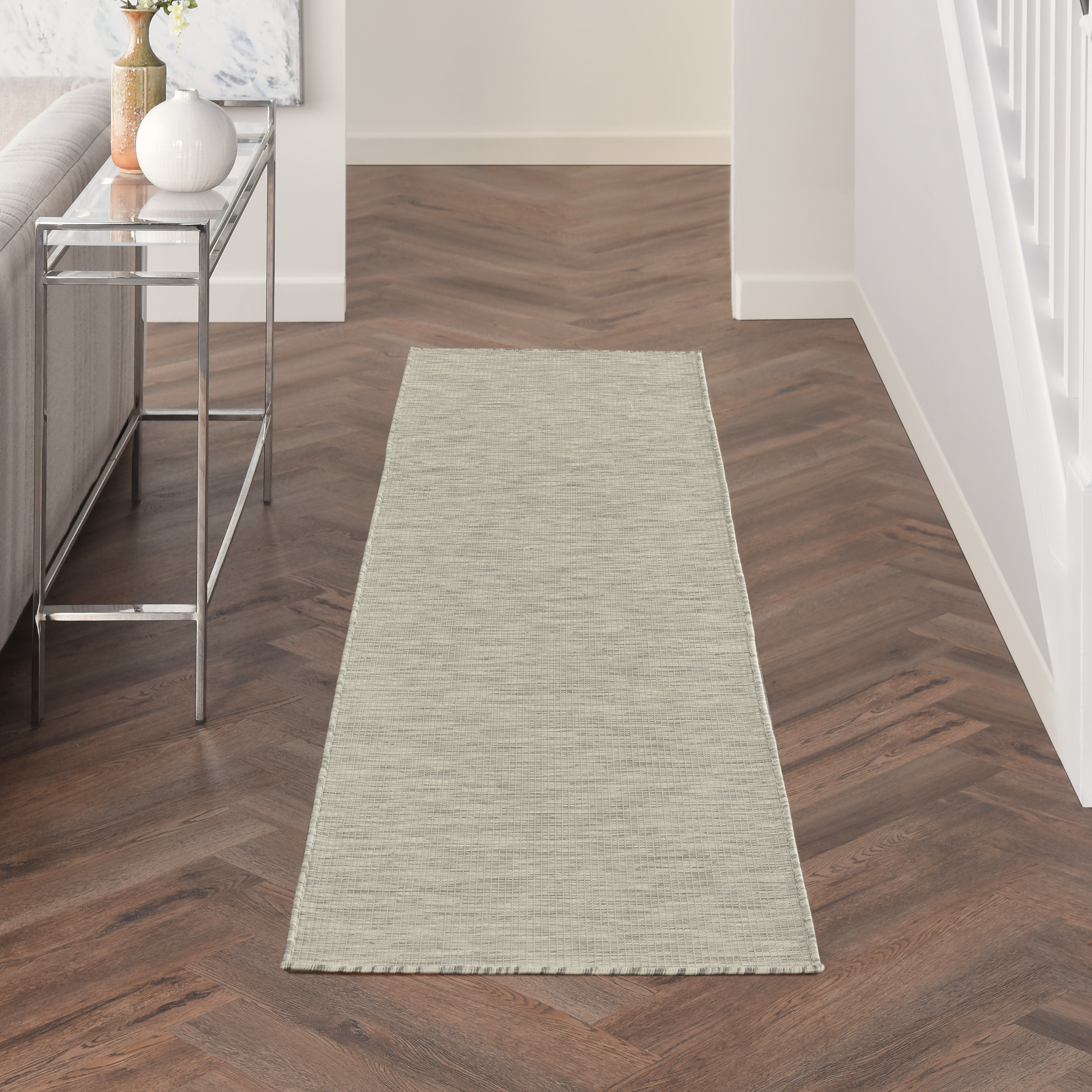 Nourison Positano 2' x 6' Light Grey Modern Rug