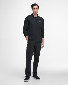 Innes Interlock Long-Sleeved Polo Shirt Black