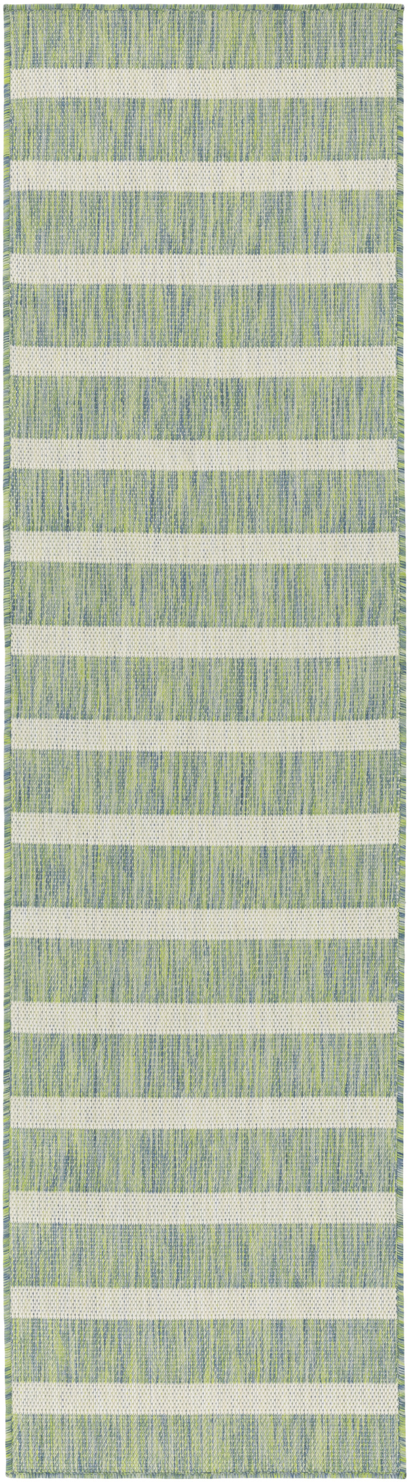 Nourison Positano 2'2" x 10' Blue Green Ivory Modern Rug