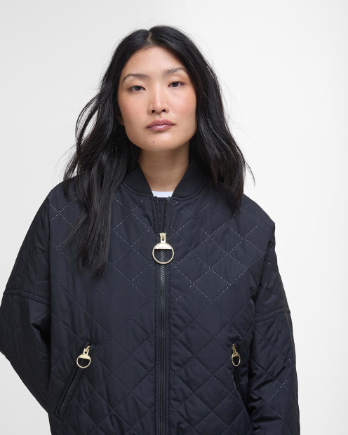Emlyn Quilted Bomber Jacket Black/Ancient