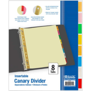 Canary Paper Dividers with Insertable Color Tabs, Pack of 8