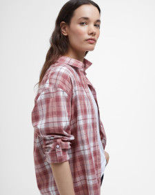 Angelonia Oversized Long-Sleeved Shirt Tea Rose/Cloud Check