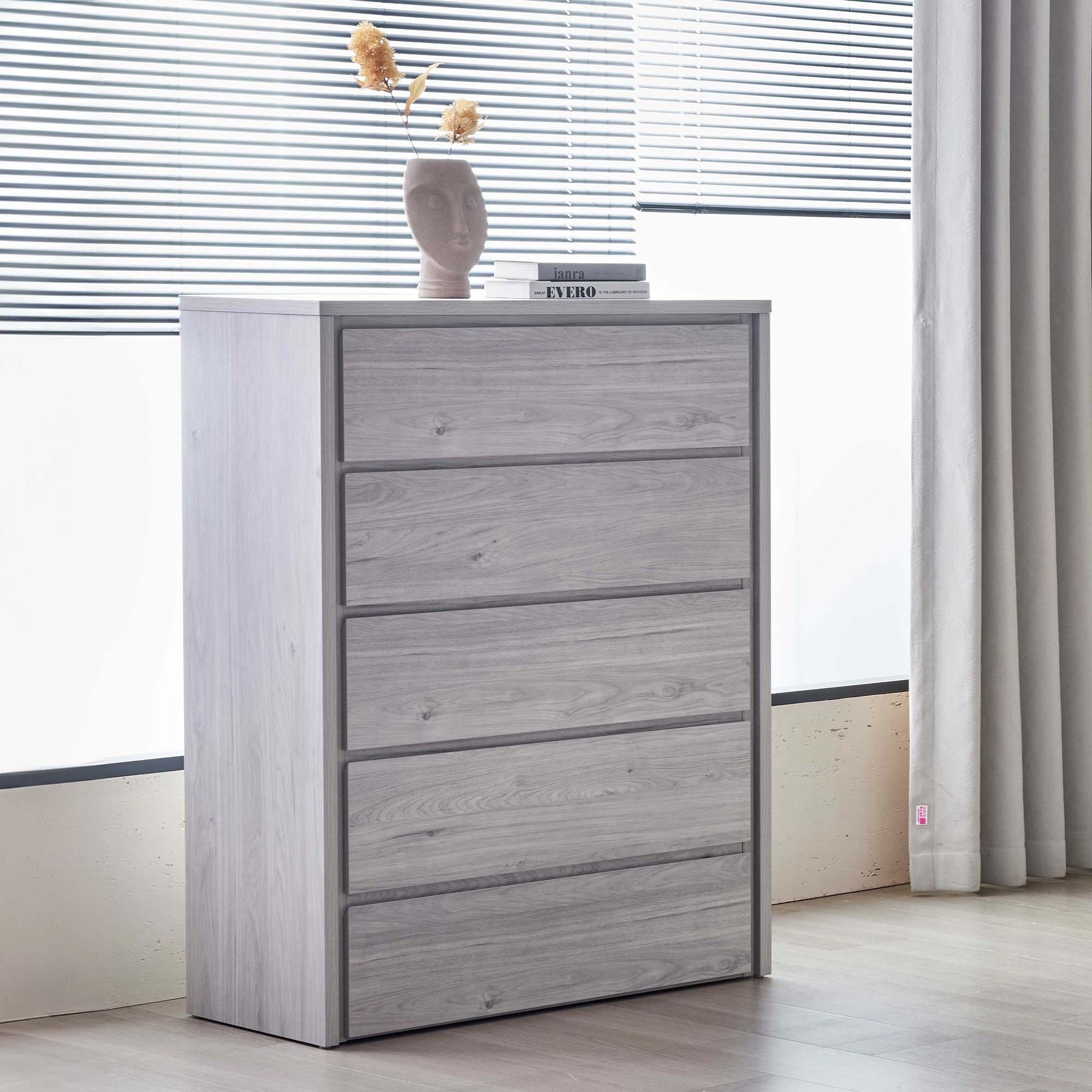 Lifestyle image of the  Nova Tallboy (5 Drawer), Stone Oak from Forty Winks