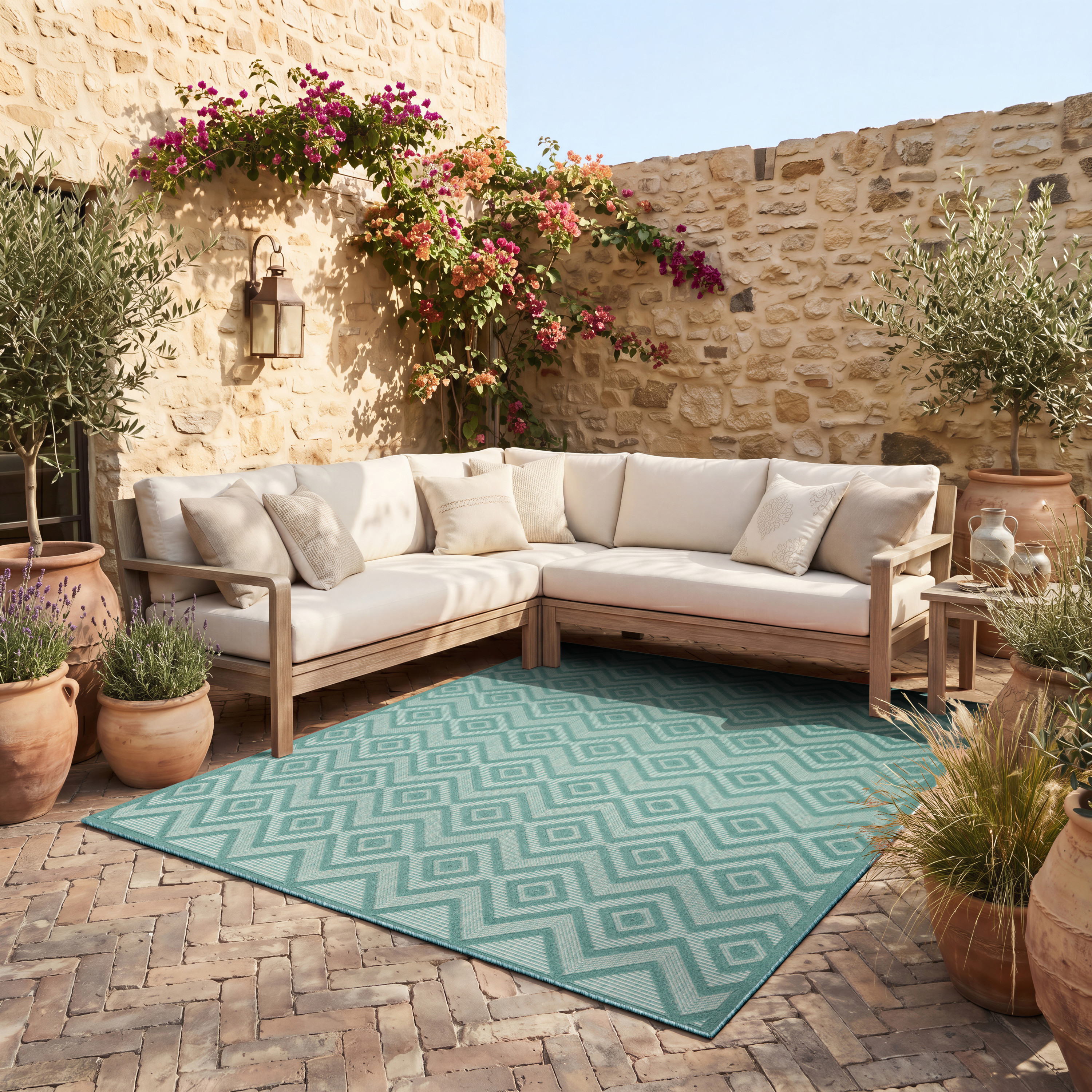 Nourison Versatile 7' x 10' Aqua Teal Modern Rug