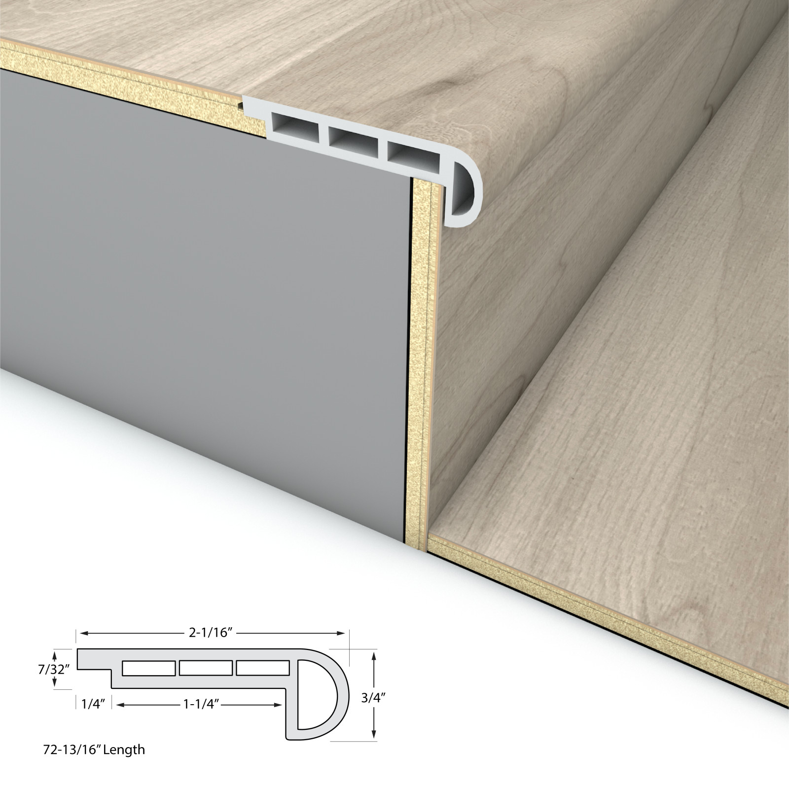 Railway Gray Stair Nosing Flush 6.5mm view 4