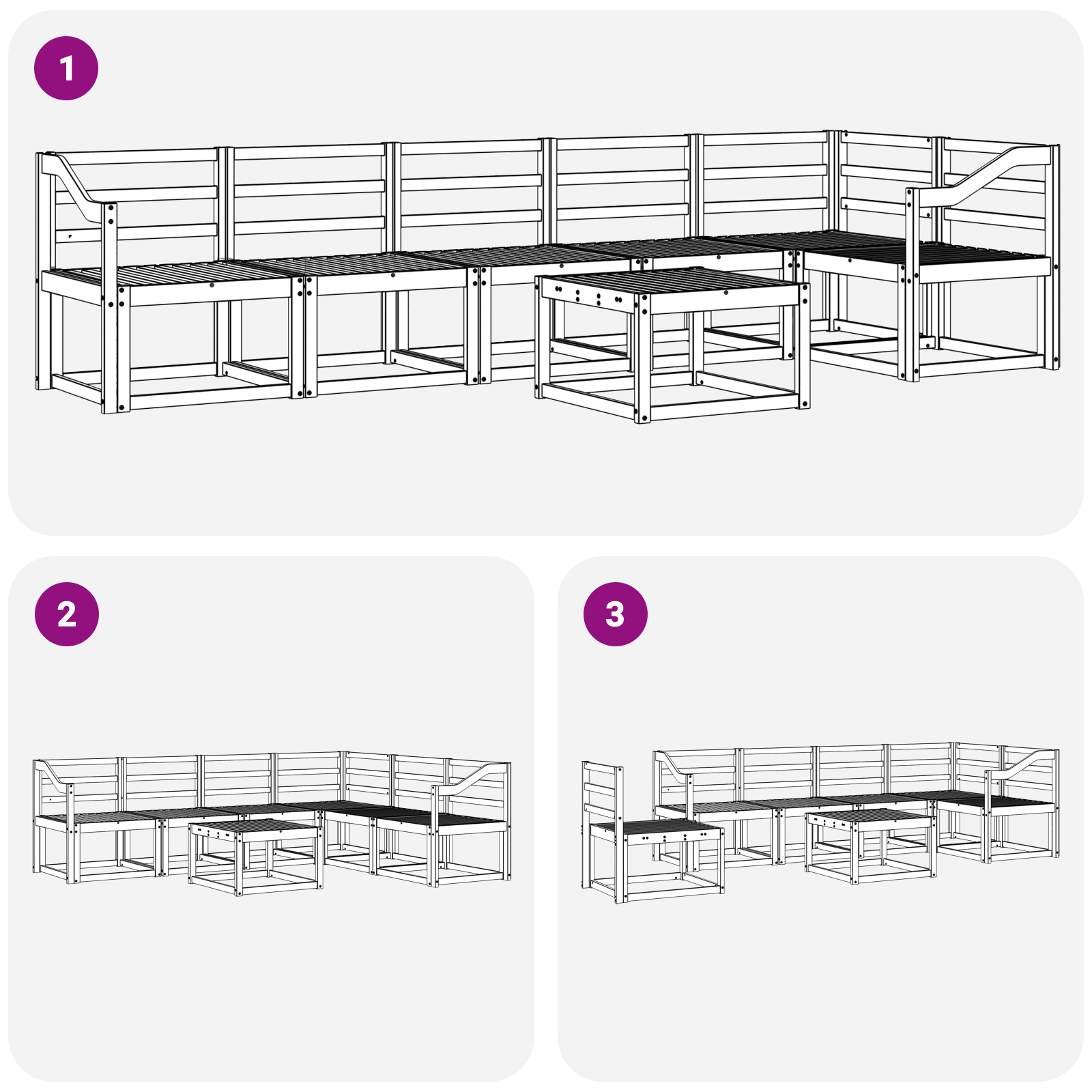 Buiten bankenset 7 pcs Wit Massief Acaciahout image 6