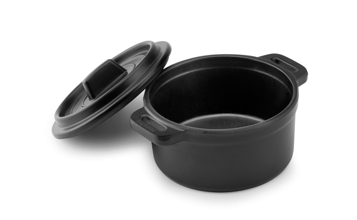 Mini round casserole 14 cm melamine in black with lid