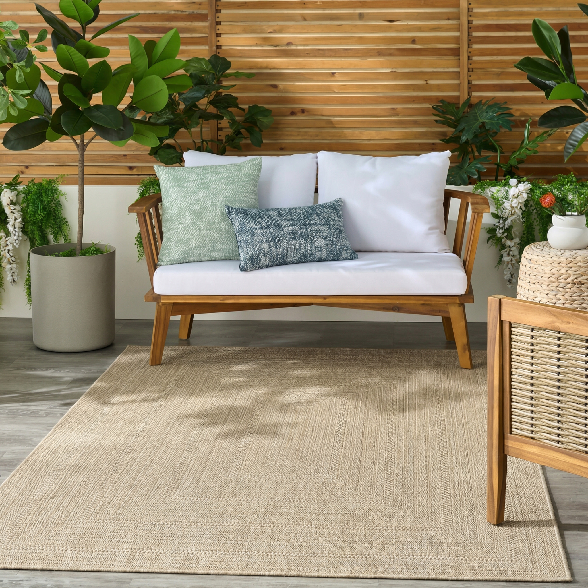 Nourison Tulum 6' x 9' Taupe Grey Outdoor Rug