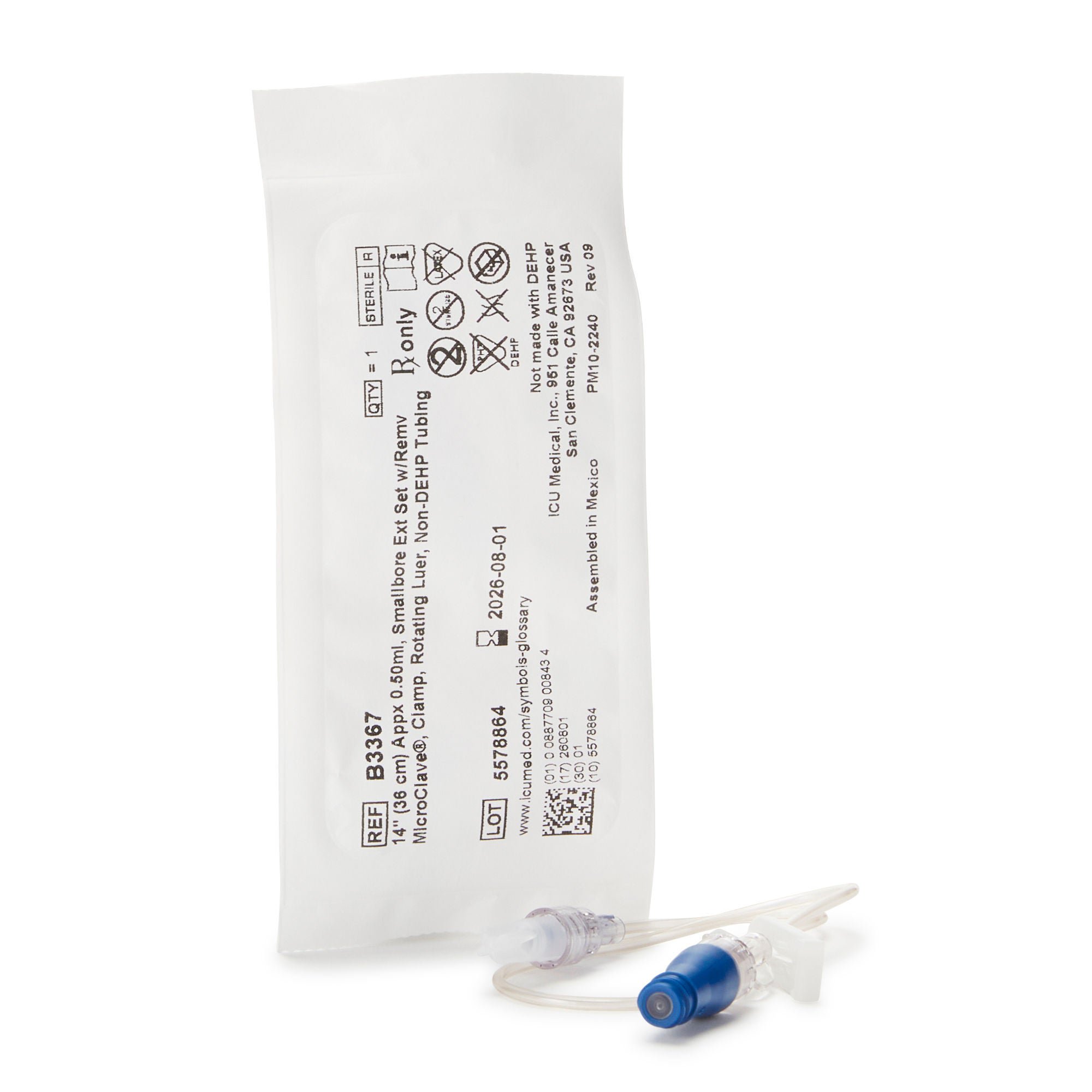 ICU Medical EXTENSION SET, SMALLBORE 14" W/REMVBL MICROVLACE (50/CS)