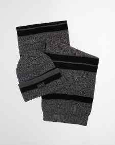 Boston Beanie & Scarf Gift Set Black/Grey