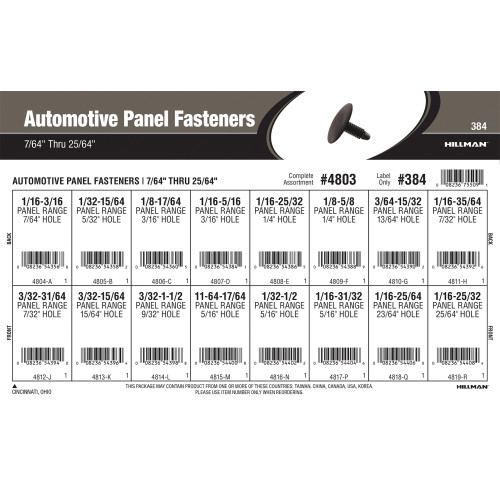 Automotive Panel Fasteners Assortment (7/64