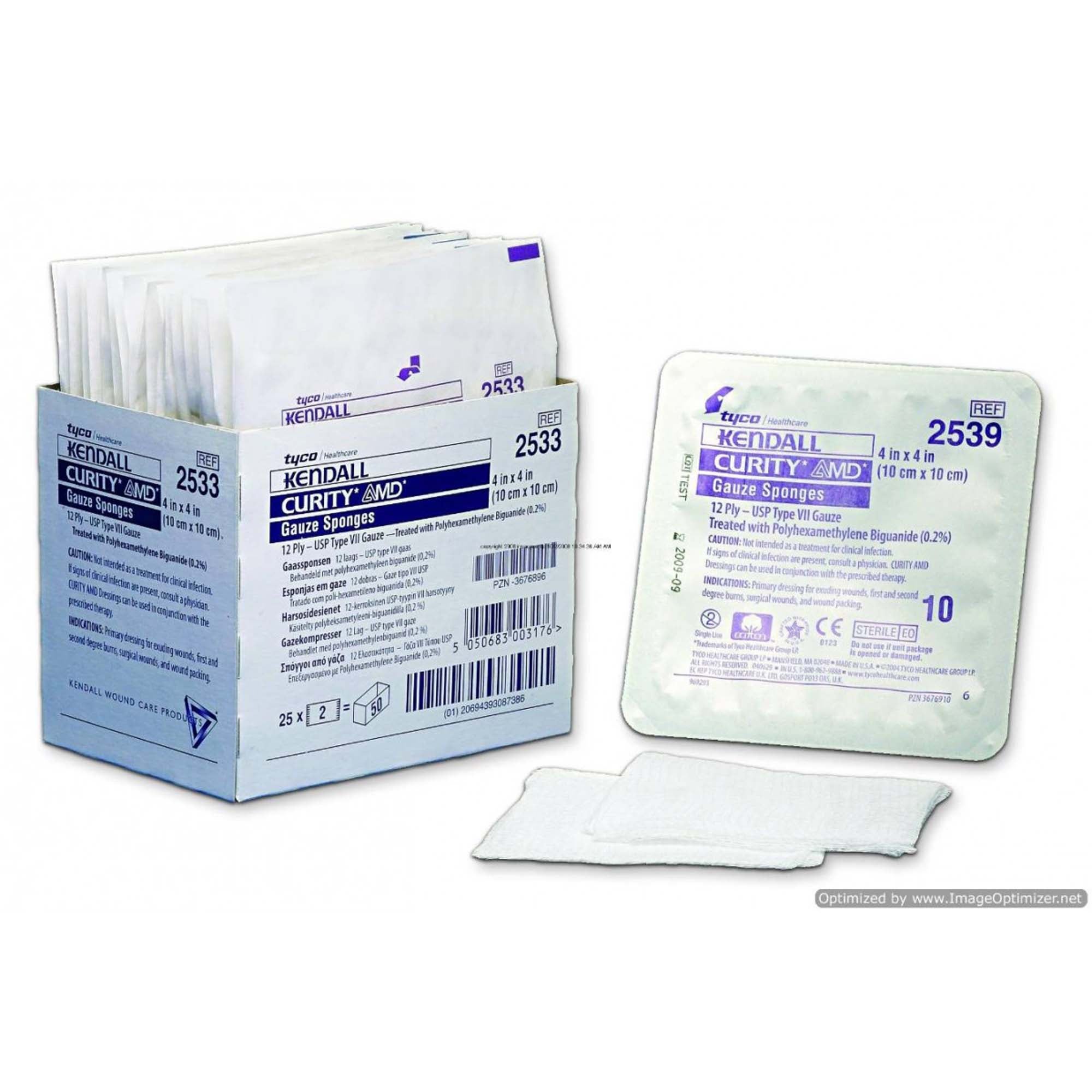 Curity™ AMD™ Sterile Antimicrobial Gauze Sponge, 4 x 4 Inch, 12-Ply