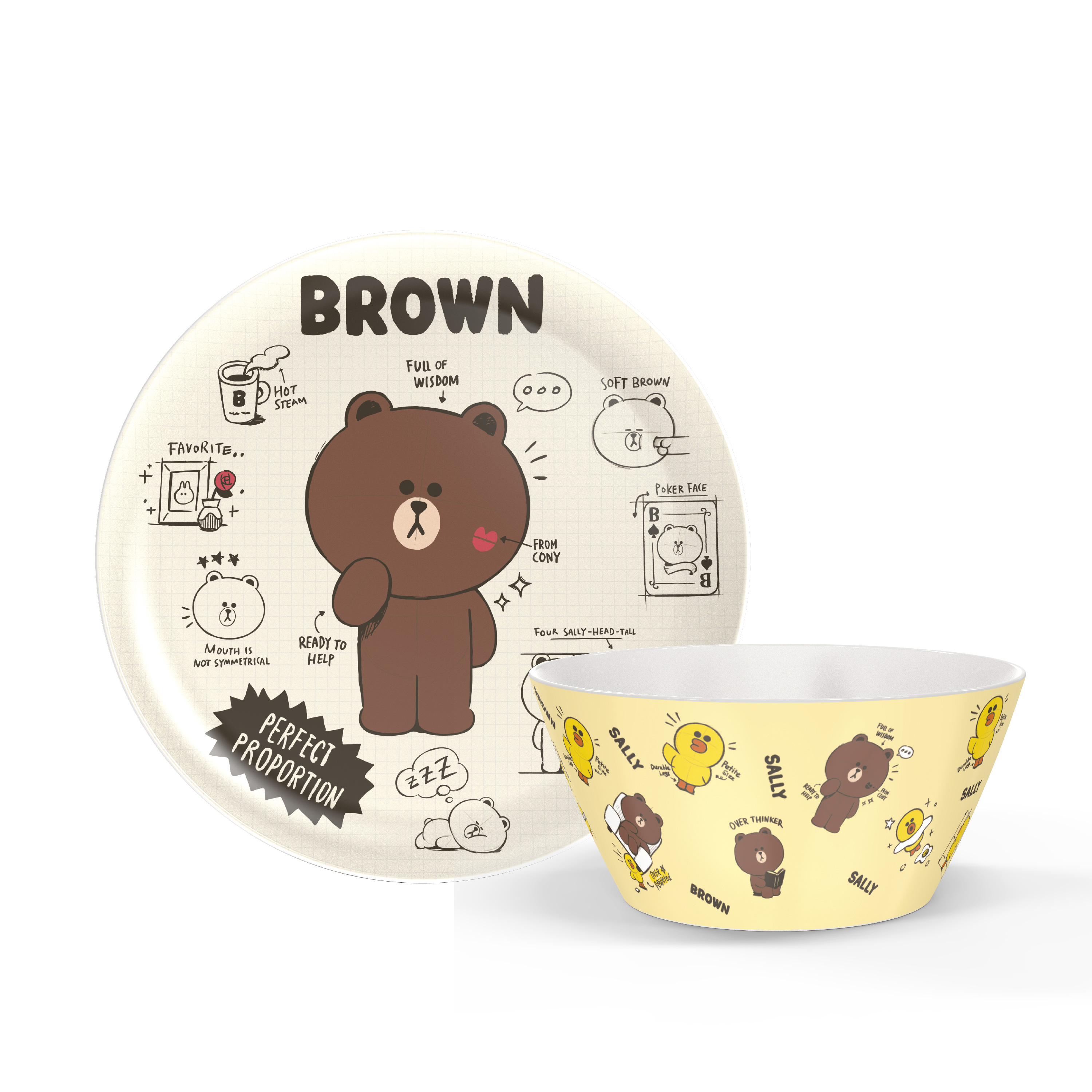 Line Friends Dinnerware Set, Teddy Bear, 2-piece set slideshow image 1 Line Friends Dinnerware Set, Teddy Bear, 2-piece set slideshow image 1