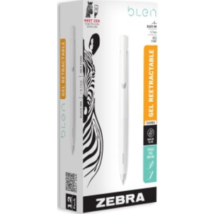 Retractable Gel Pens, 0.7mm Medium Point, Black Ink, White Barrel, 12 Count