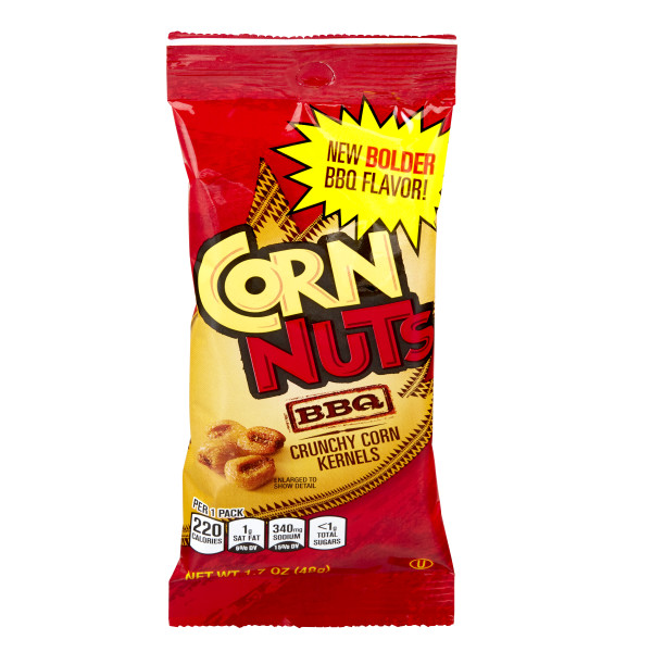 CORN NUTS BBQ Crunchy Corn Kernels Snack, 1.7 Oz. Pack of 12 . C1C1 - Front Center In Package (Hi Res)