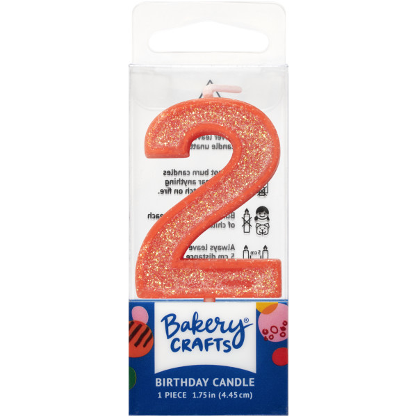 2 Mini Glitter Numeral Candles