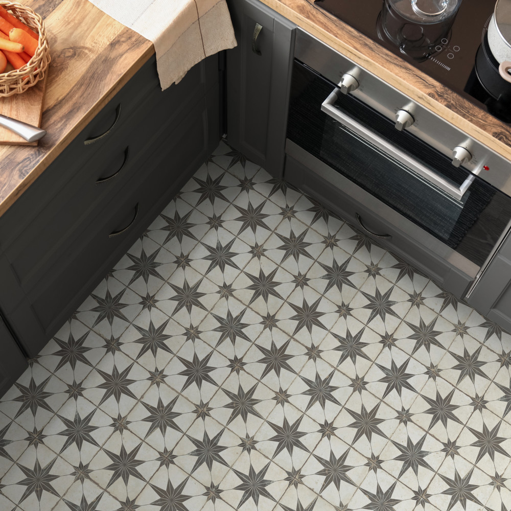 Kings Star Supernova Nero 17-3/4 in. x 17-3/4 in. Porcelain Floor and Wall Tile