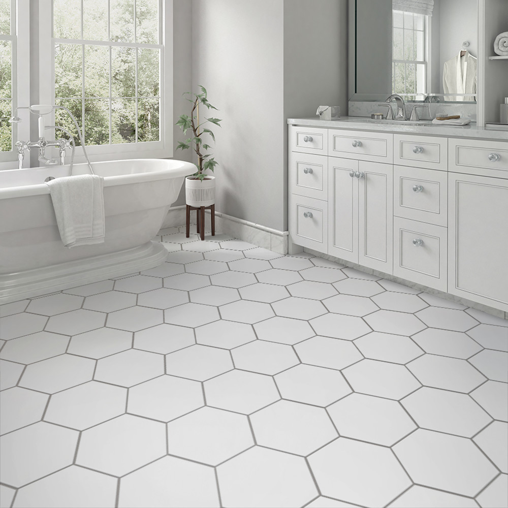 Apini Hex Matte White 9-1/8 in. x 10-1/2 in. Porcelain Floor and Wall Tile