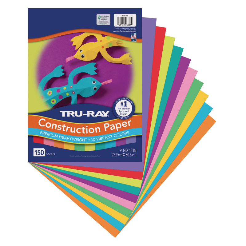 Construction Paper, 10 Vibrant Colors, 9" x 12", 150 Sheets