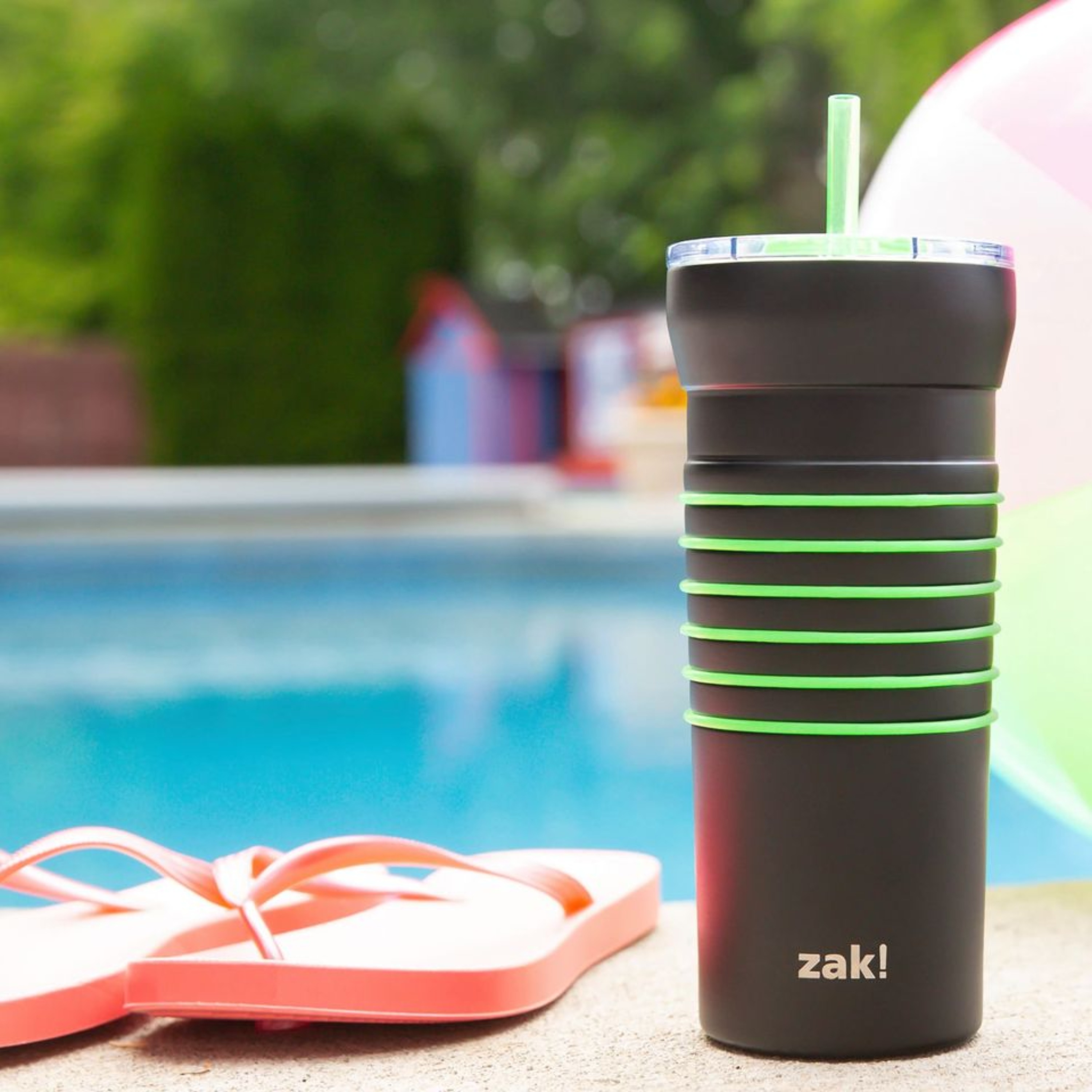 HydraTrak 20 ounce Vacuum Insulated Stainless Steel Tumbler, Black with Green Rings slideshow image 5 HydraTrak 20 ounce Vacuum Insulated Stainless Steel Tumbler, Black with Green Rings slideshow image 5