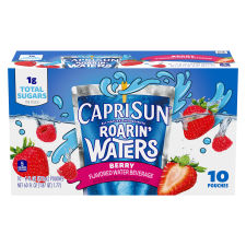 Capri Sun Roarin' Waters Berry Rapids Naturally Flavored Water Beverage, 10 ct Box, 6 fl oz Drink Pouches