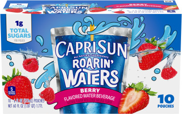 Capri Sun Roarin' Waters Berry Rapids Naturally Flavored Water Beverage, 10 ct Box, 6 fl oz Drink Pouches