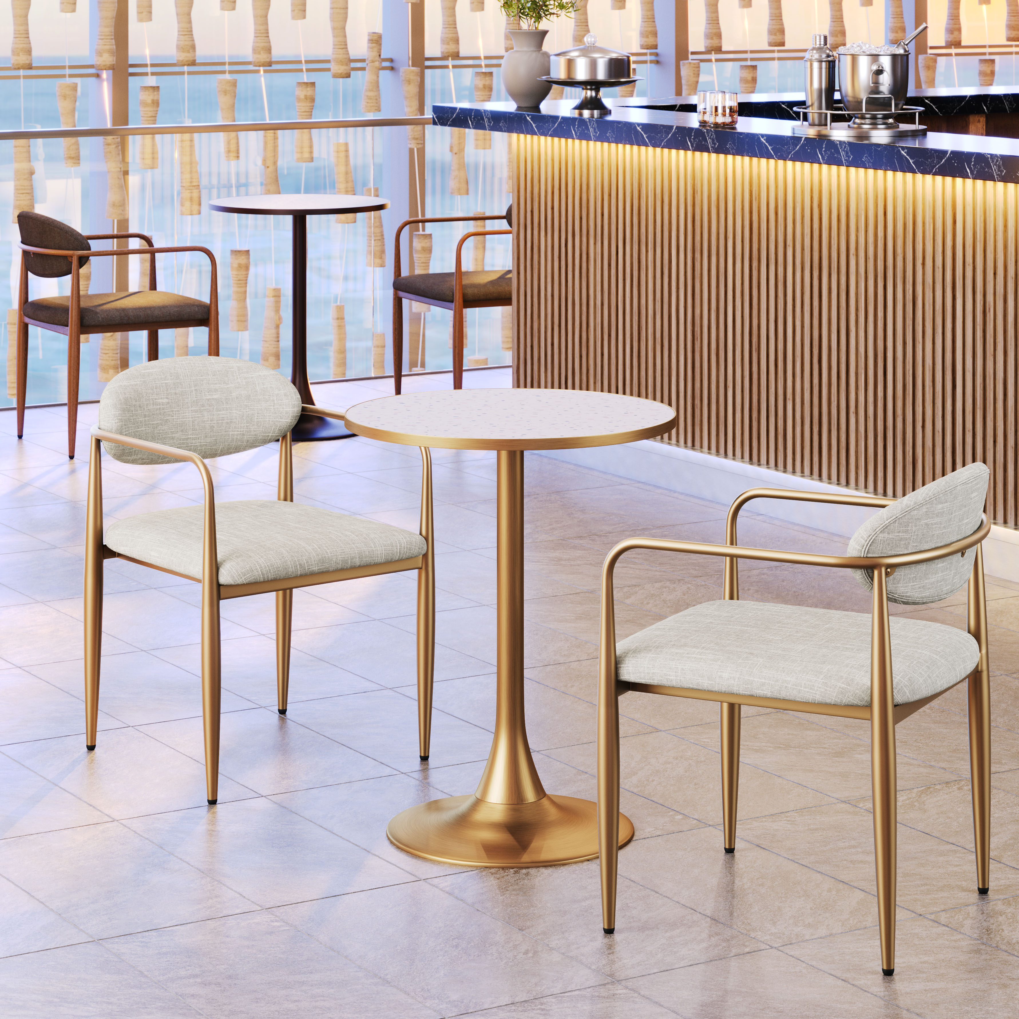 Bite Bistro Table Beige & Gold product image