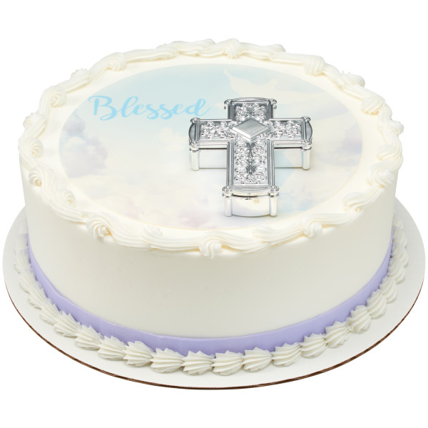 Silver Cross Blessed PhotoCake® Edible Image® DecoSet® Background