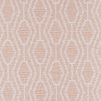 Woven textile with pale pink background and rust-colored dashed horizontal threads; forming a subtle grid-like texture; close-up, evenly lit, neutral studio view.