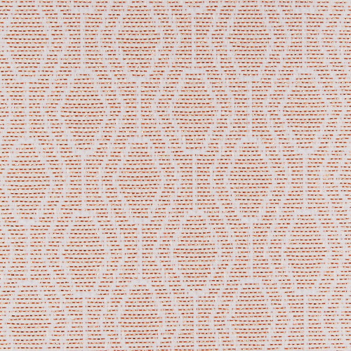 Woven textile with pale pink background and rust-colored dashed horizontal threads; forming a subtle grid-like texture; close-up, evenly lit, neutral studio view.