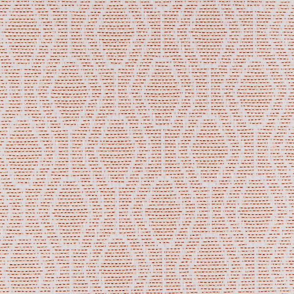 Woven textile with pale pink background and rust-colored dashed horizontal threads; forming a subtle grid-like texture; close-up, evenly lit, neutral studio view.