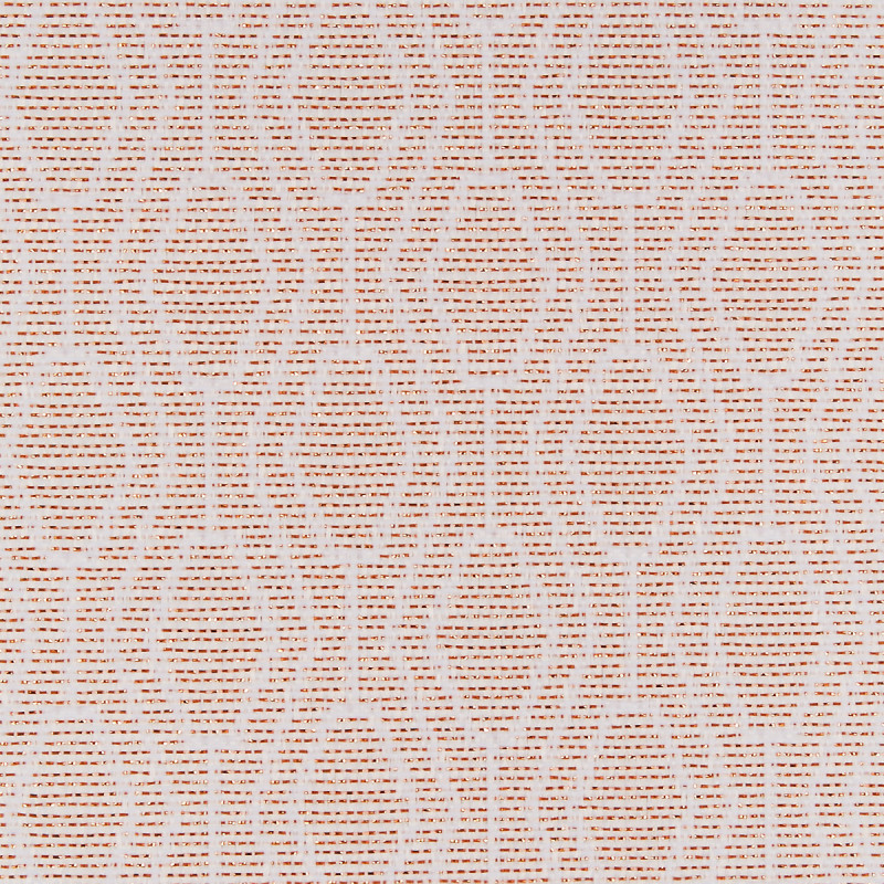 Woven textile with pale pink background and rust-colored dashed horizontal threads; forming a subtle grid-like texture; close-up, evenly lit, neutral studio view.