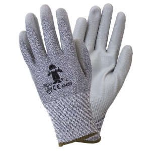 Impact, Safety Zone® Polyurethane Coated Smooth Grip HPPE Knit Gloves, Large, Gray