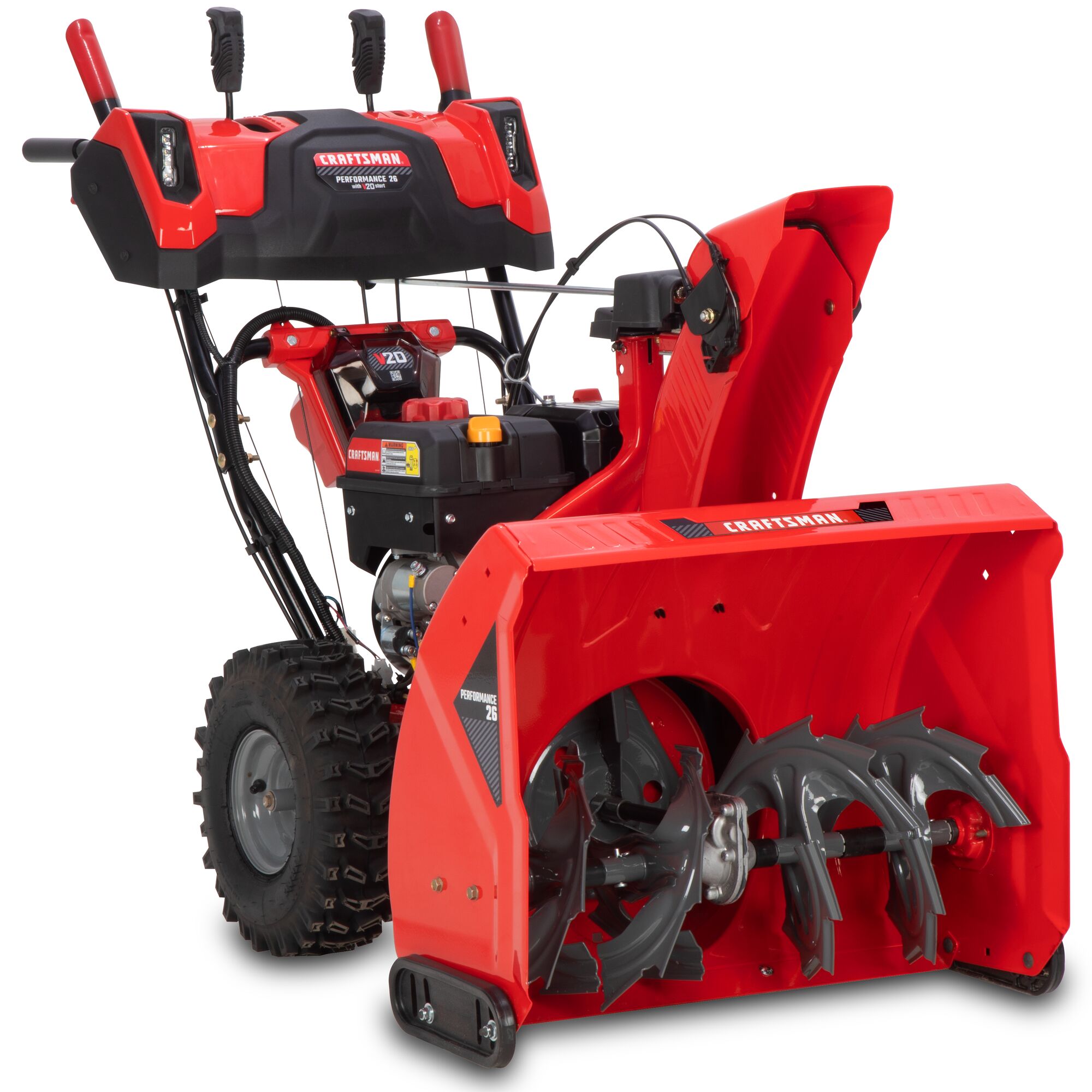Start 26-in 243-cc Two Stage Gas Snow Blower with V20 Battery Start on white background