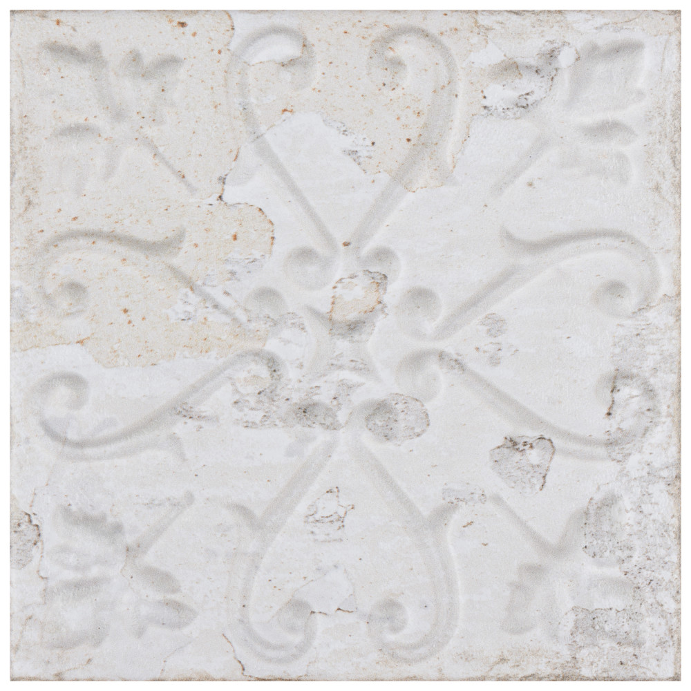 Sample – Aevum Ornato White Ceramic Wall Tile