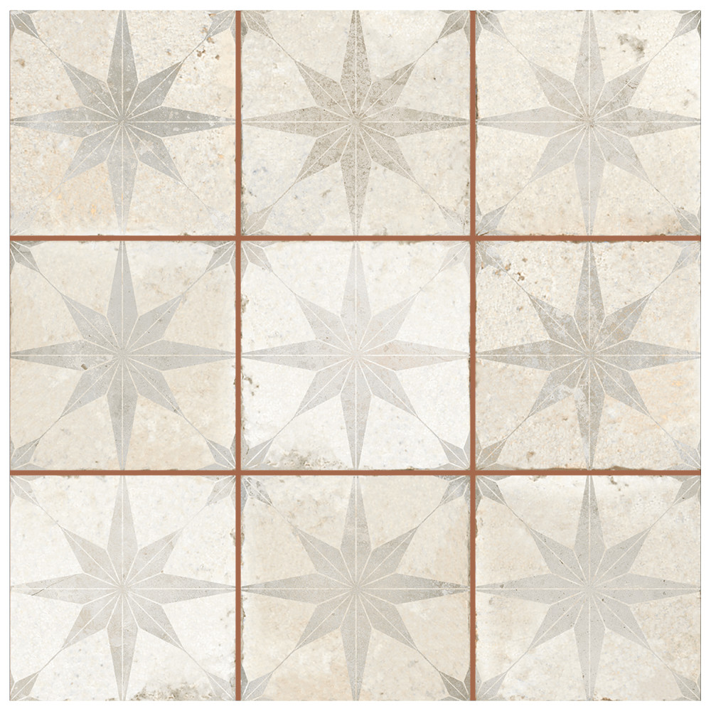 Harmonia Kings Star White 13 in. x 13 in. Ceramic Floor and Wall Tile