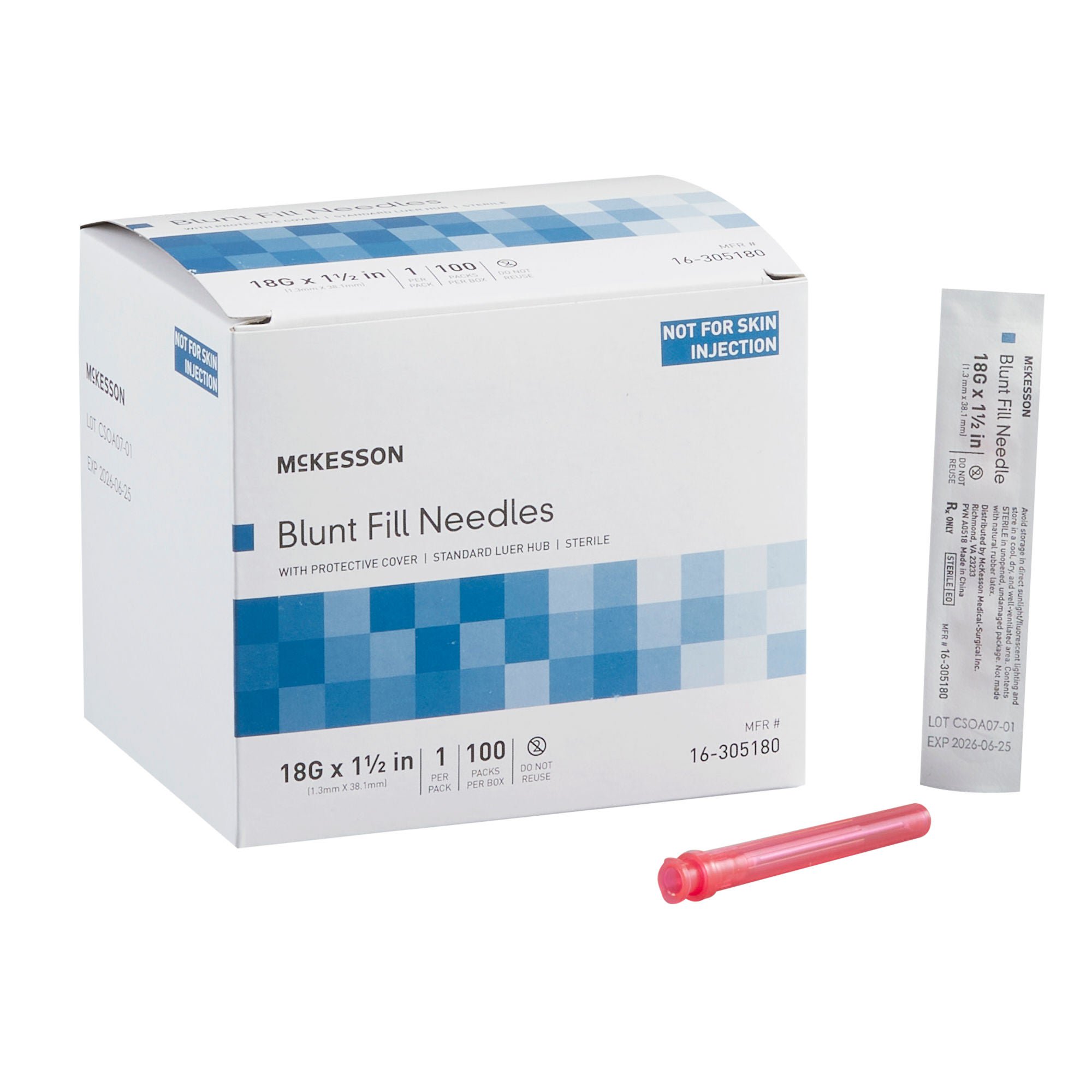 McKesson Brand NEEDLE, BLUNT FILL 18GX1 1/2" (100EA/BX 10BX/CS)