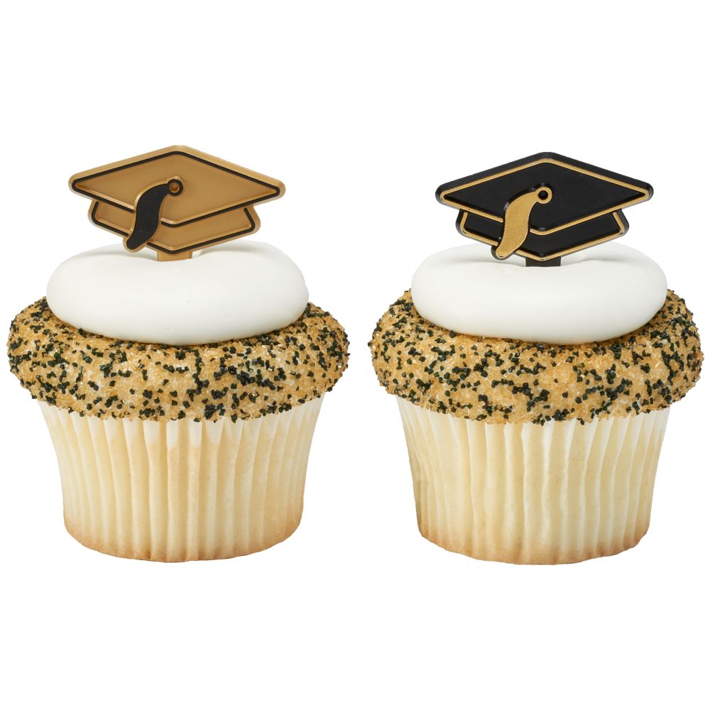 Image Cake Gold and Black Grad Hat