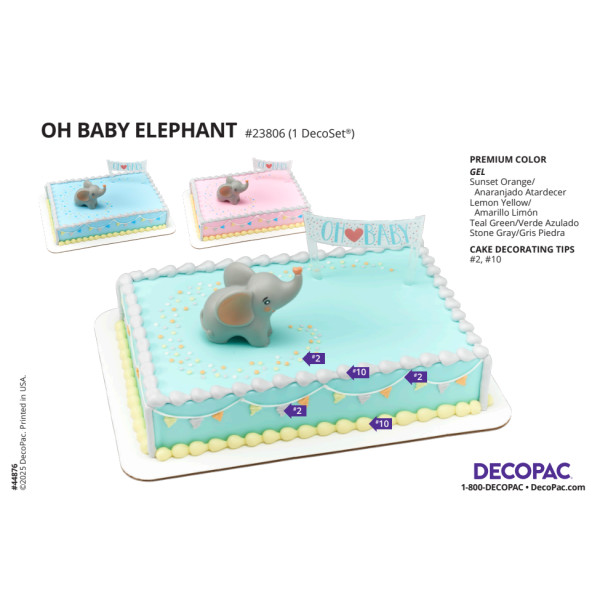 Oh Baby Elephant Cake Decorating Instruction Card